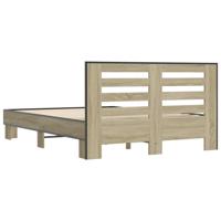 Bedframe bewerkt hout metaal sonoma eikenkleurig 120x200 cm - thumbnail