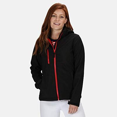 Ragetta RG702 Women´s Venturer 3-Layer Printable Hooded Softshell Jacket - Black/Classic Red - 36 (10)