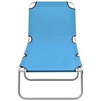 Ligbed inklapbaar staal en stof turquoiseblauw - thumbnail