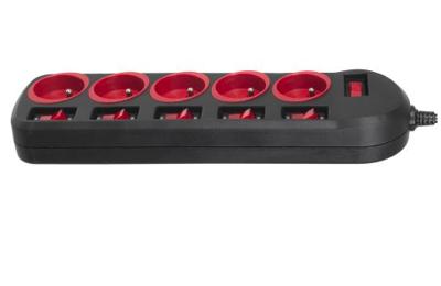 Maclean MCE204 power uitbreiding 1,5 m 5 AC-uitgang(en) Binnen Zwart, Rood - thumbnail