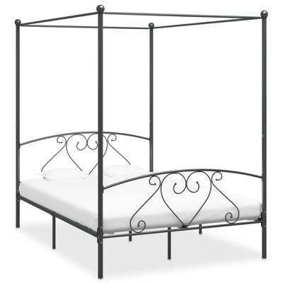 Hemelbedframe metaal grijs 160x200 cm Hemelbedframe metaal grijs 160x200 cm