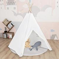 VidaXL Kindertipitent met tas 120x120x150 cm peachskin wit - thumbnail