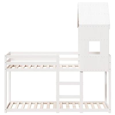 Stapelbed met dak massief grenenhout wit 90x200 cm