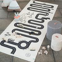 OYOY Mini Adventure Rug - lange speelmat voor de kinderkamer met straat - kindertapijt voor jongens en meisjes - lengte 180 cm I katoen - thumbnail