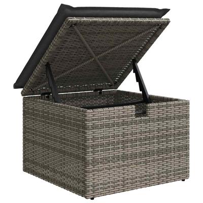 4-delige Loungeset met kussens poly rattan grijs - thumbnail