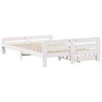 Bedframe zonder matras massief grenenhout wit 140x190 cm - thumbnail