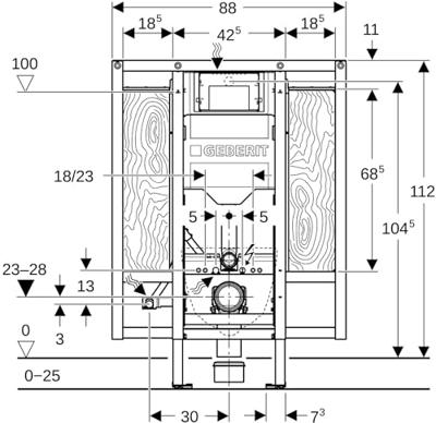 Geberit Duofix inbouwreservoir H112cm Sigma 12cm armst 111.375.00.6
