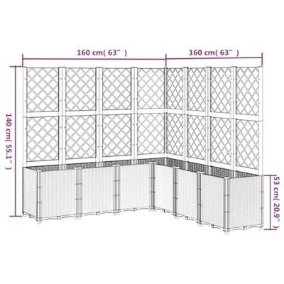 Plantenbak met latwerk 160x160x140 cm polypropeen grijs Plantenbak met latwerk 160x160x140 cm polypropeen grijs