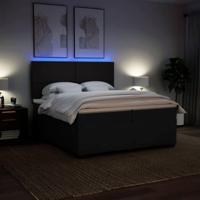 Boxspring met matras stof zwart 200x200 cm - thumbnail