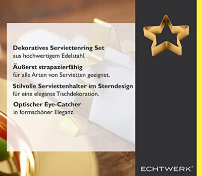 ECHTWERK Tafel accessoires (servetringen van ed, Goud, 4-delig)