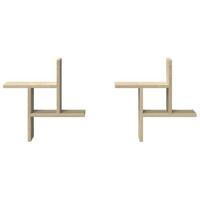 Wandschappen 2 st 38x12x38 cm bewerkt hout sonoma eikenkleurig - thumbnail