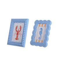 Schilderijtje blauw hout 2x14x19cm - thumbnail