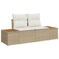 6-delige tuinsofa set met kussens in beige poly rattan - thumbnail