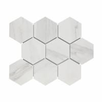 Mozaiek Hexagon Marmer Carrara 9.5x11 cm Mat Wit Prijs The Mosaic Factory - thumbnail
