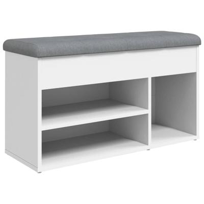 Schoenenbank Wit 82x32x45,5 cm Bewerkt Hout