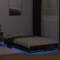 Bedframe LED-verlichting bewerkt hout gerookt eiken 75x190 cm - thumbnail