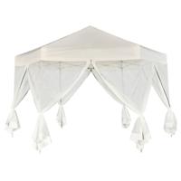 Partytent pop-up zeshoekig met 6 zijwanden 3,6x3,1 m cremewit - thumbnail
