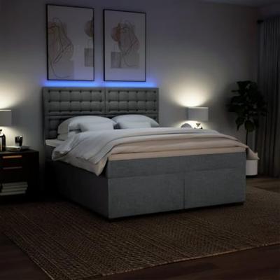 Boxspring met matras stof lichtgrijs 180x200 cm