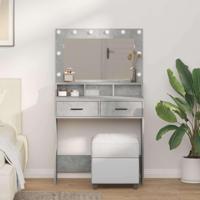 Kaptafel met lade Betongrijs 79 x 41 x 135 cm Bewerkt hout - thumbnail