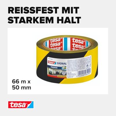 tesa PREMIUM 58130-00000-01 Markeringstape tesa Signal Geel, Zwart (l x b) 66 m x 50 mm 1 stuk(s)