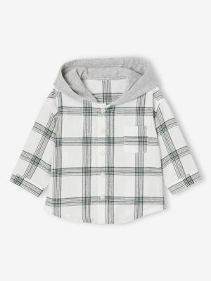 Geruit overhemd baby's met capuchon ecru Geruit overhemd baby's met capuchon ecru