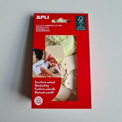 Hangetiket met koord 22x35 mm GEEL 100st Hangetiket met koord 22x35 mm GEEL 100st