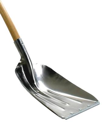 Schop 36 cm aluminium met houten steel