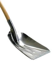 Schop 36 cm aluminium met houten steel - thumbnail