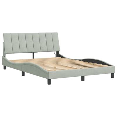 Bedframe met LED-verlichting fluweel lichtgrijs 160x200 cm - thumbnail