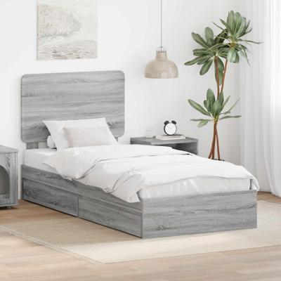 Bedframe met lade Grijs Sonoma 75 x 190 cm Bewerkt hout