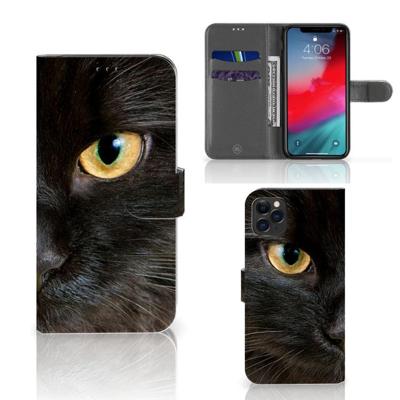 Apple iPhone 11 Pro Max | Telefoonhoesje | Met pasjeshouder | Zwarte Kat