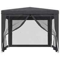 VidaXL Partytent met 4 mesh zijwanden 3x3 m hdpe antracietkleurig - thumbnail