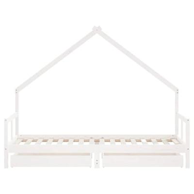Kinderbedframe met lades 80x200 cm massief grenenhout wit