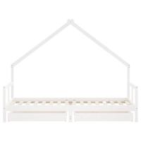 Kinderbedframe met lades 80x200 cm massief grenenhout wit - thumbnail