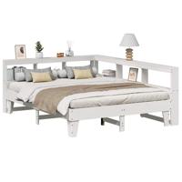 Bed met boekenkast zonder matras grenenhout wit 140x200 cm - thumbnail