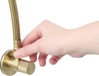 Ben Engraved Cross hoekstopkraan incl. aansluitslang 1/2 x 3/8 inch geborsteld messing - thumbnail