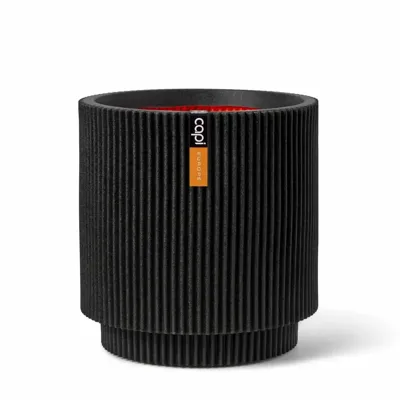 Capi Vaas cylinder groove 41x43cm - Zwart