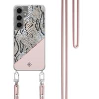 Samsung Galaxy S24 Plus hoesje met rosegoud koord - Snake print - thumbnail