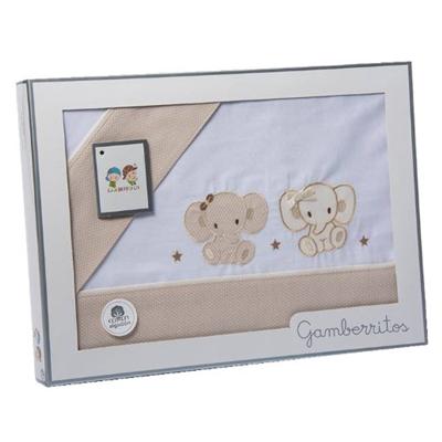 Gamberritos lakenset maxi olifant katoen beige 3-delig