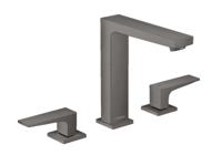 Wastafelmengkraan Metropol HansGrohe 3-Gats 160 met Rechte Greep en Push-Open Afvoer Geborsteld Zwart Chroom - thumbnail