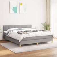 Boxspring met matras stof lichtgrijs 180x200 cm - thumbnail