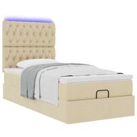 Ottoman bed met matras en LED's 120x200cm stof crèmekleurig - thumbnail
