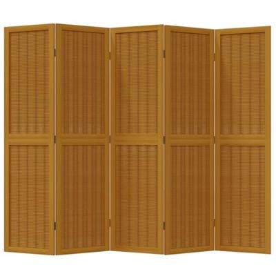 Kamerscherm met 5 panelen massief paulowniahout bruin Kamerscherm met 5 panelen massief paulowniahout bruin