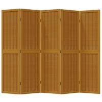 Kamerscherm met 5 panelen massief paulowniahout bruin - thumbnail