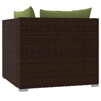 Bank 2-zits met kussens poly rattan bruin - thumbnail