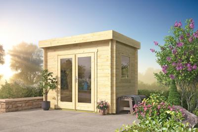 Tuindeco Lucy Blokhut 40 mm vuren blank 300x200 cm- Plat dak- Onbehandeld vurenhout- Tuindeco