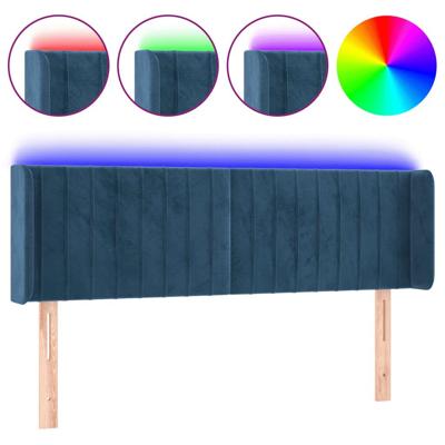 Hoofdbord LED 147x16x78/88 cm fluweel donkerblauw