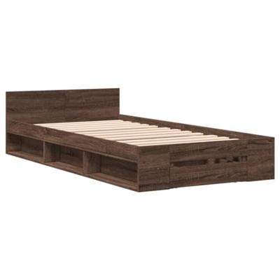 Bedframe met lade bewerkt hout bruin eikenkleurig 90x190 cm