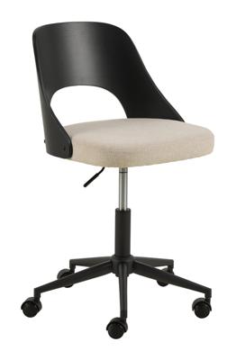 Bendt Bureaustoel 'Vila' Eiken en chenille, kleur Beige/Zwart