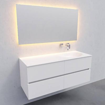 Badkamermeubel Solid Surface AQS Stockholm 120x46 cm Rechts Mat Wit 4 Laden Boss & Wessing